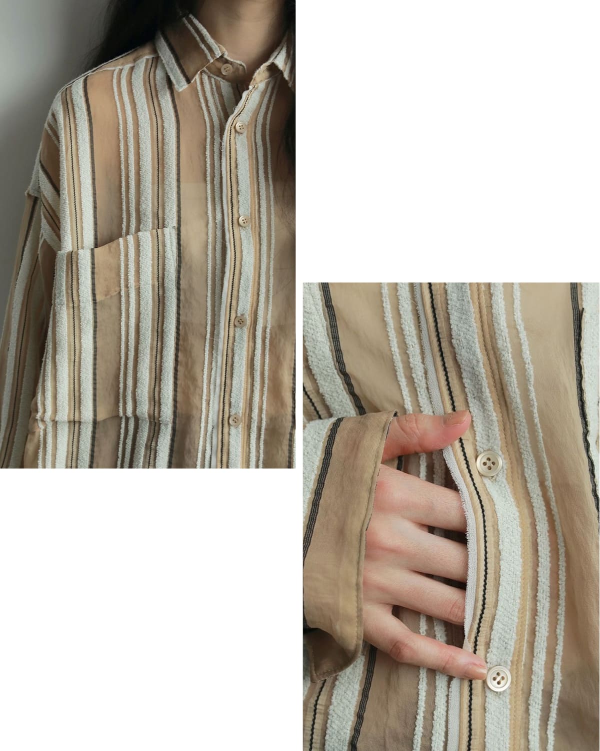 anuke アンヌーク シアー ストライプ オーバーシャツ Sheer Stripe