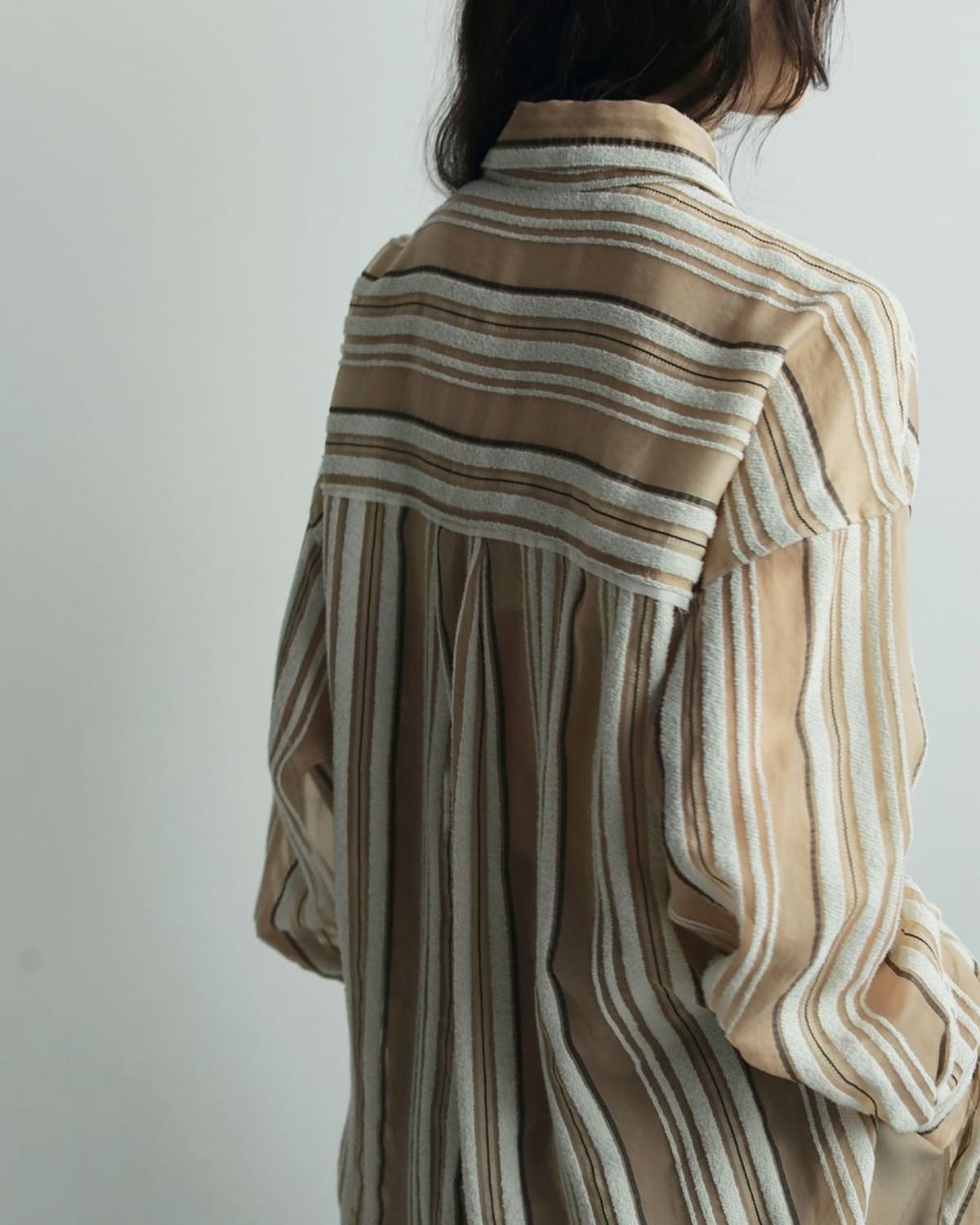 anuke アンヌーク シアー ストライプ オーバーシャツ Sheer Stripe