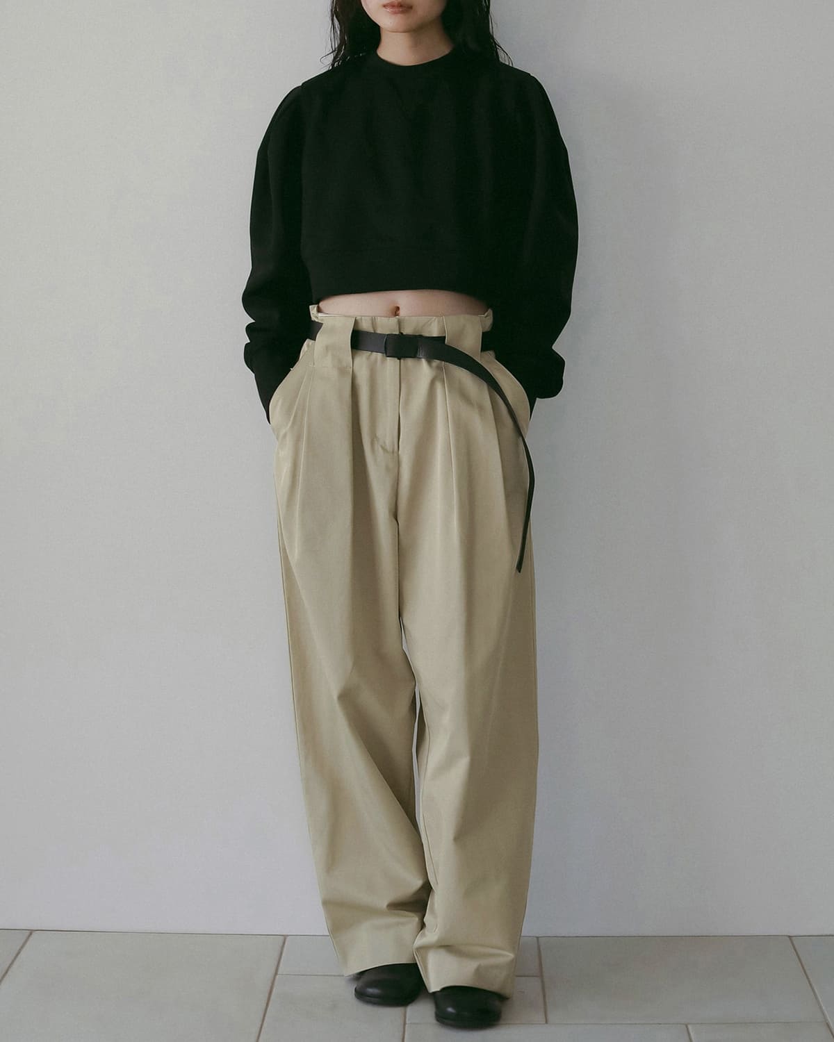 anuke アンヌーク ツイル タック ルーズ ワイドパンツ Twill Loose