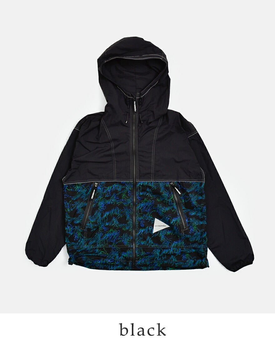 and wander アンドワンダー プリント ウィンドジャケット printed wind
