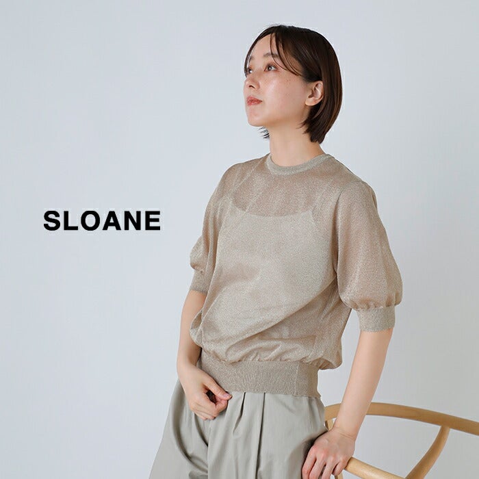 SLOANE スローン 天竺ラメシアー 半袖クルーネック プルオーバー sl10s