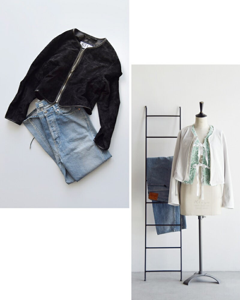 Sisii シシ スエード ノーカラー ジップ ジャケット “NO COLLAR ZIP