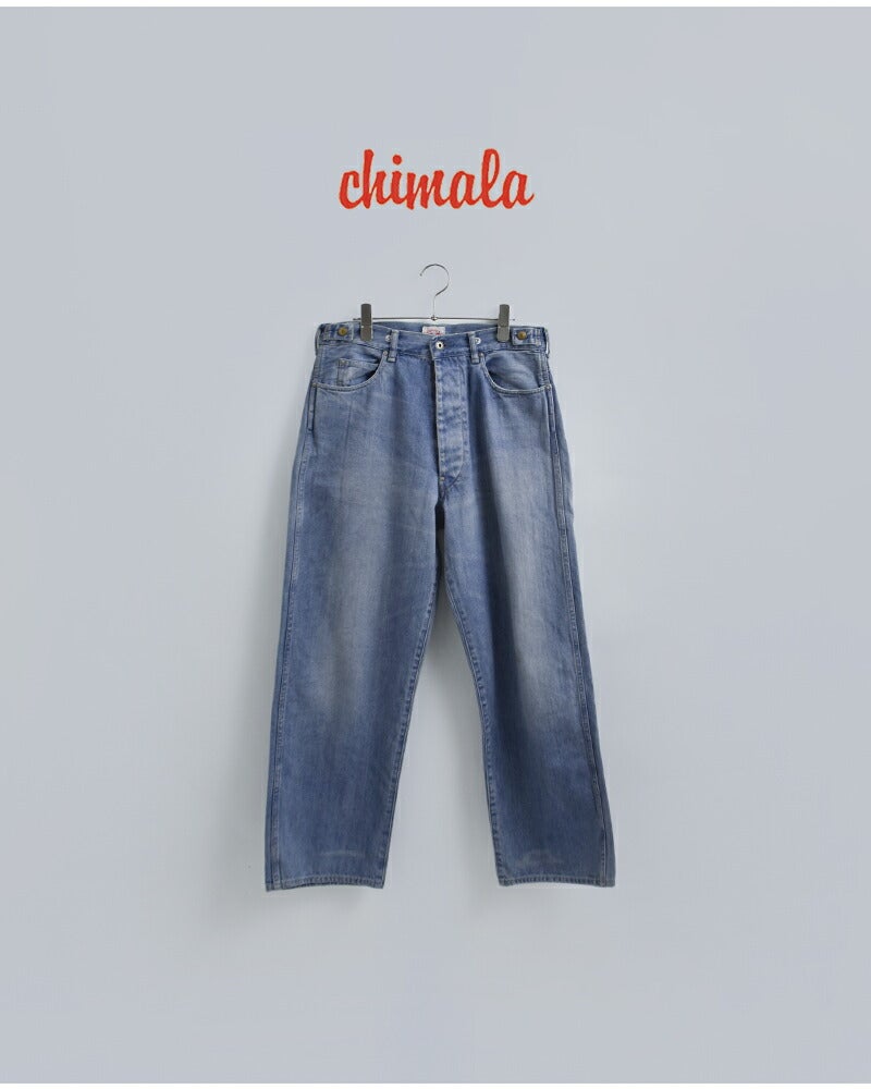 chimala チマラ ダブル幅デニム ウエストアジャスタブル パンツ cs41