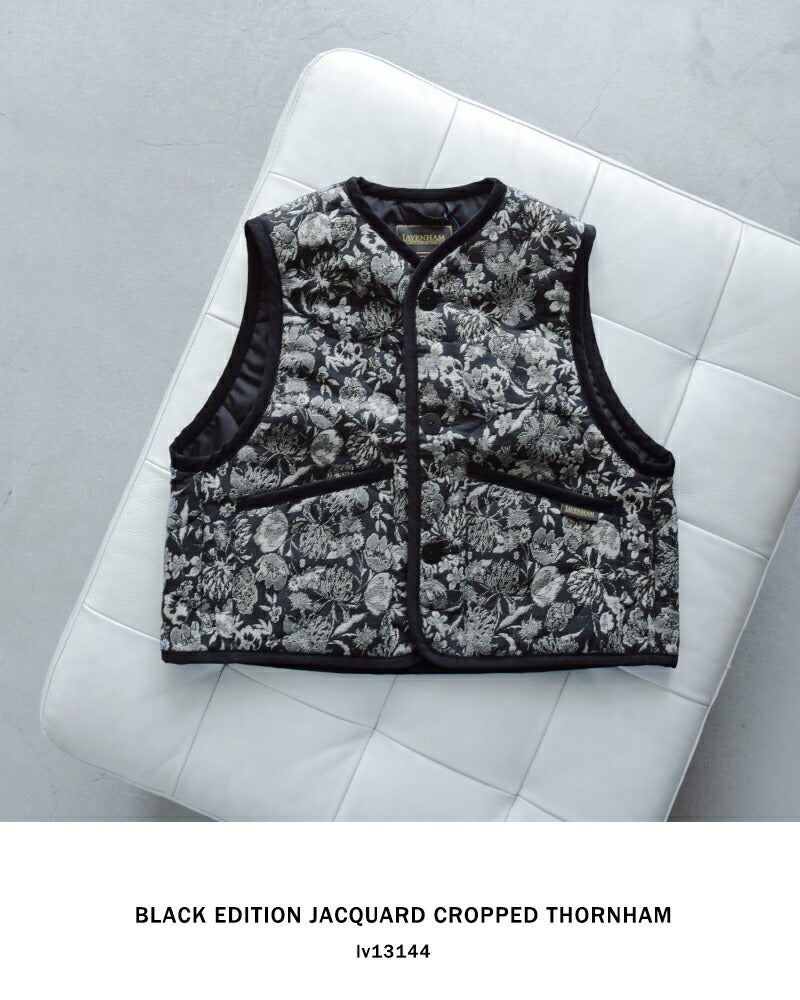 【美品】LAVENHAM ジャガード 花柄 クロップド ベスト　イギリス製 LAVENHAM｜ジャガード クロップド ソーンハム ベスト “JACQUARD
