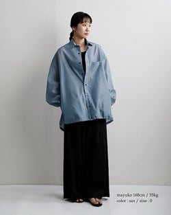 50%OFF】MANON マノン オーガンジーシアー ビッグ シャツジャケット MANON マノン ジャケット オーバーサイズ ビックサイズ ブラック