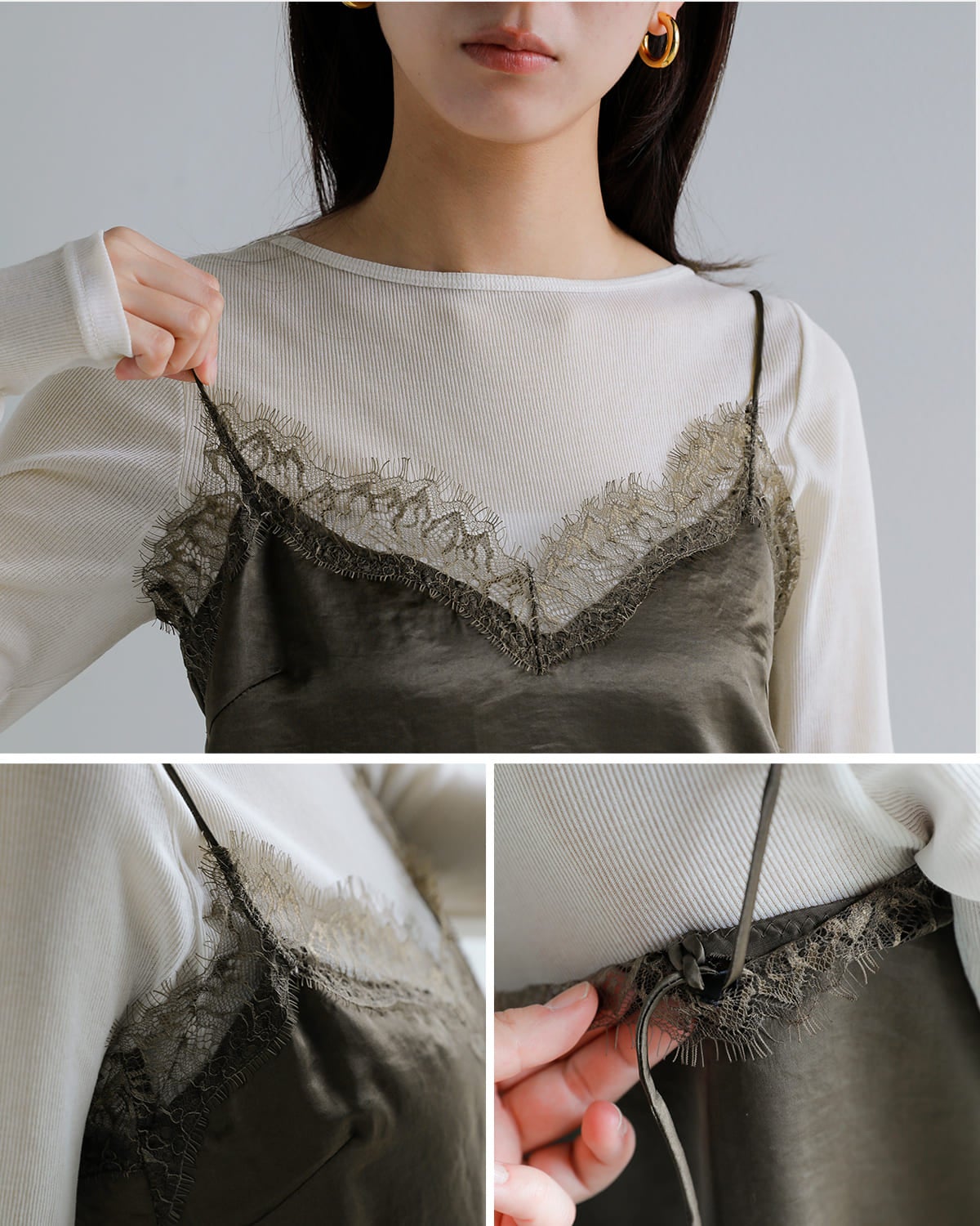 CREDONA クレドナ サテン レース キャミソール SATIN LACE CAMI