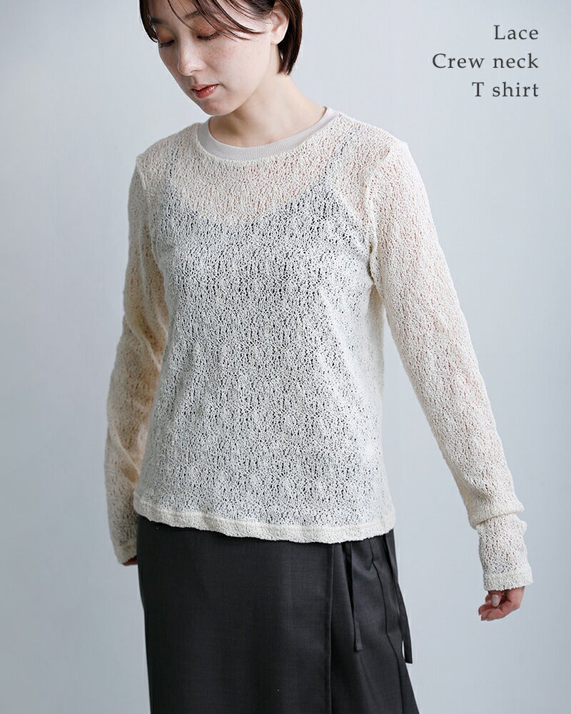 mizuiro ind ミズイロインド レース クルーネック Tシャツ 1-210080