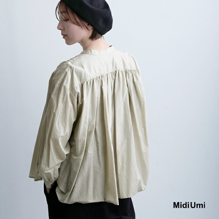 クーポン対象】MidiUmi ミディウミ コットン ギャザー ワイド シャツ 3