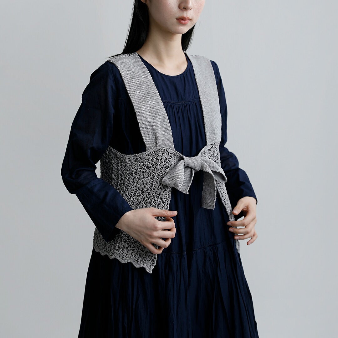 enrica エンリカ 和紙ブレンド 2way レース柄 ニットベスト knit225