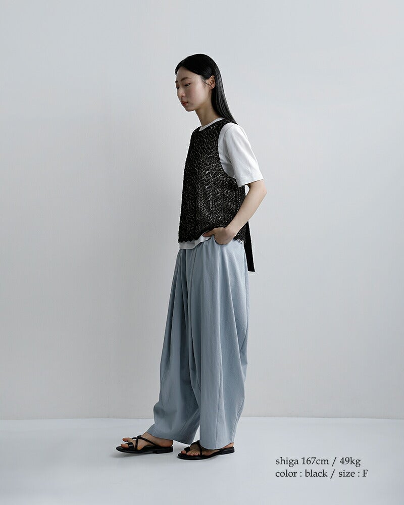 enrica エンリカ 和紙ブレンド 2way レース柄 ニットベスト knit225