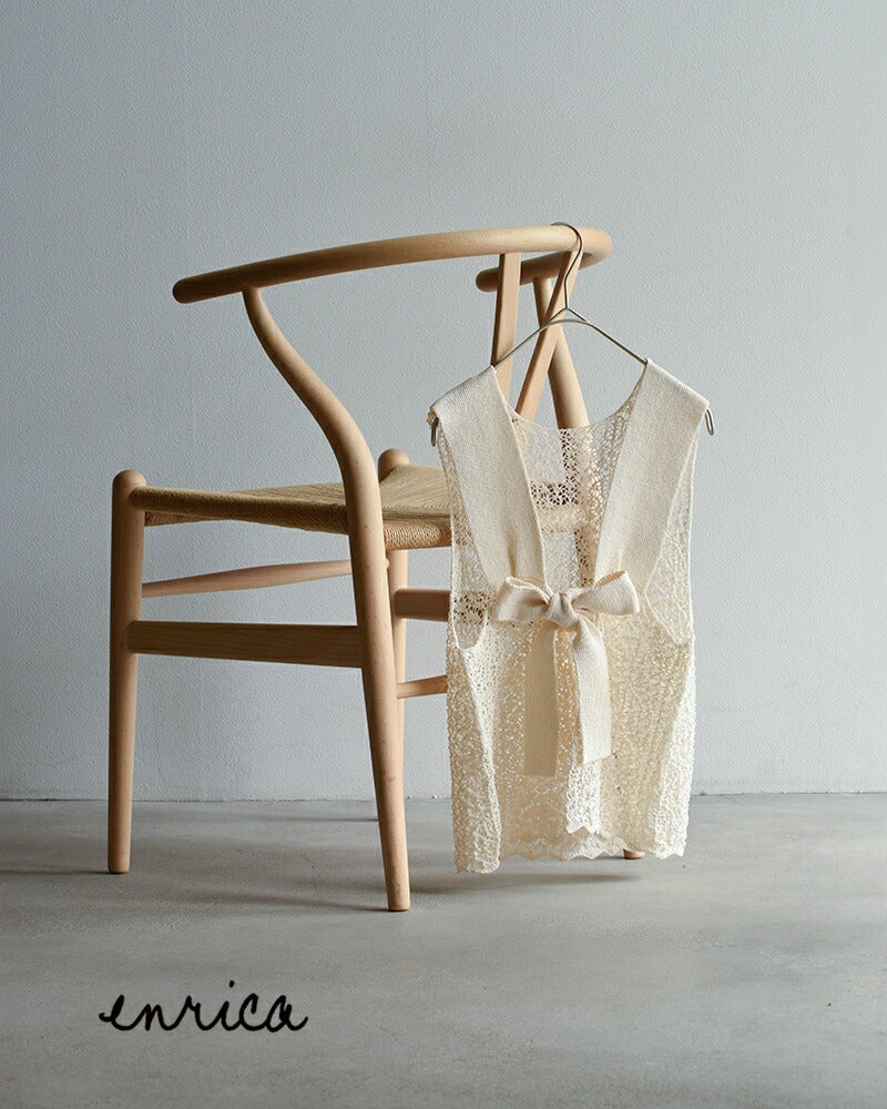 enrica エンリカ 和紙ブレンド 2way レース柄 ニットベスト knit225