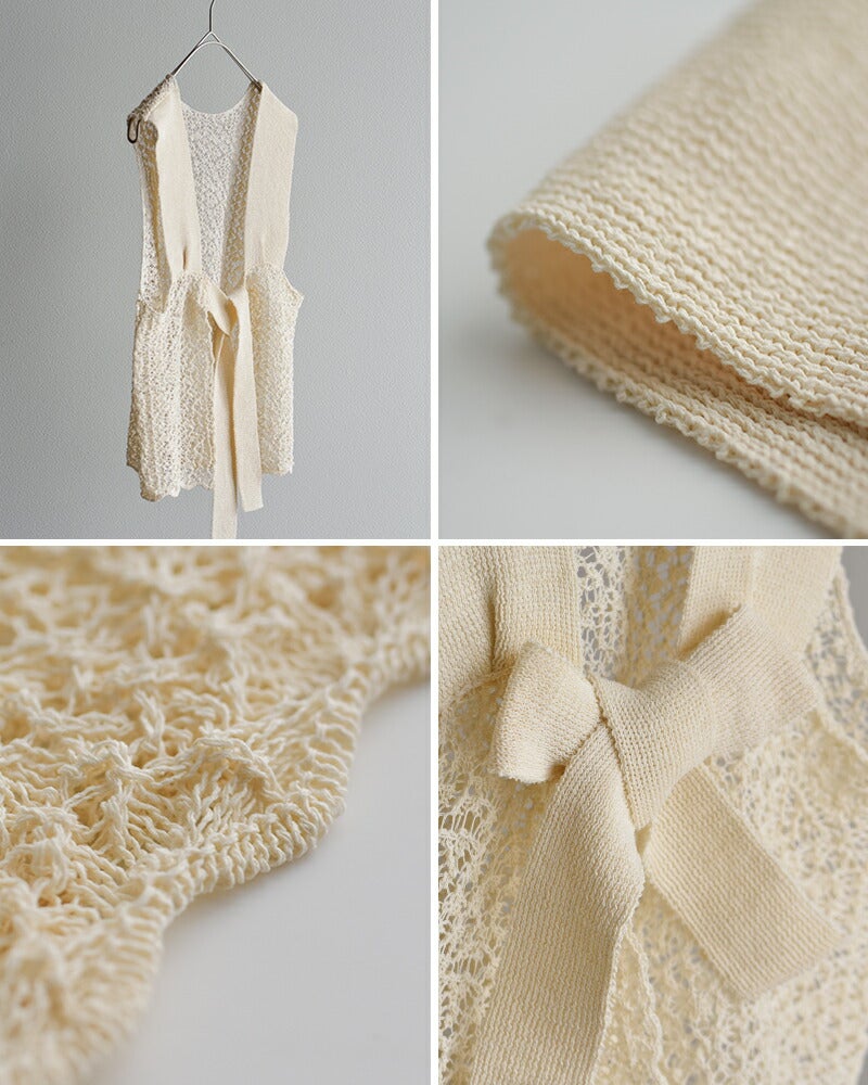 enrica エンリカ 和紙ブレンド 2way レース柄 ニットベスト knit225