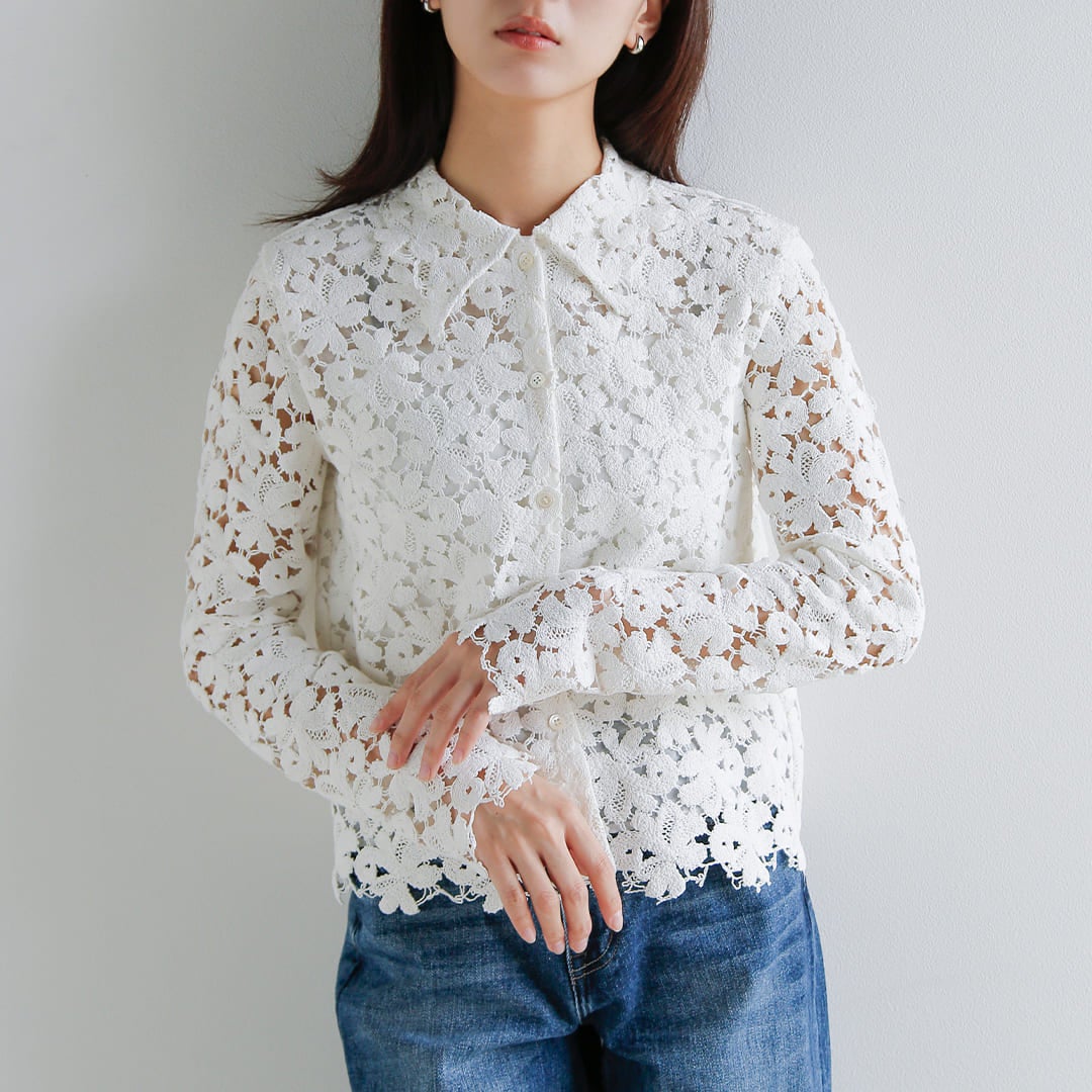 MANOF マノフ コットンレース ショートシャツ 80122-4073 2026ss新作