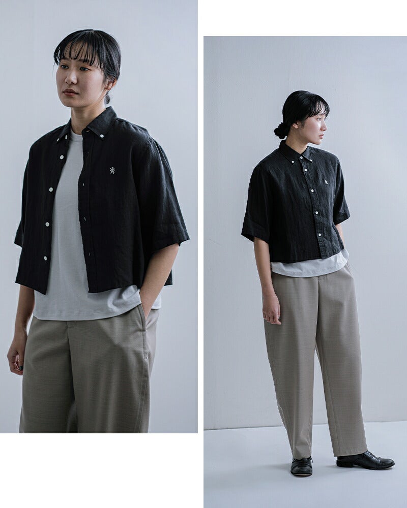 Gymphlex ジムフレックス リネン ボタンダウン 半袖シャツ gy-b0367skc