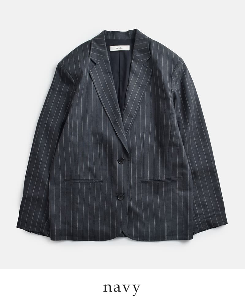 anukeオーバーリネンジャケット 36サイズ ネイビー ànuke online store（アンヌーク） / Over Linen JacketOver Linen