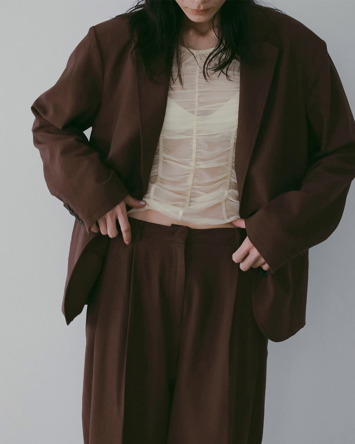 anuke アンヌーク リネン タック ワイドパンツ Linen Tuck Pants