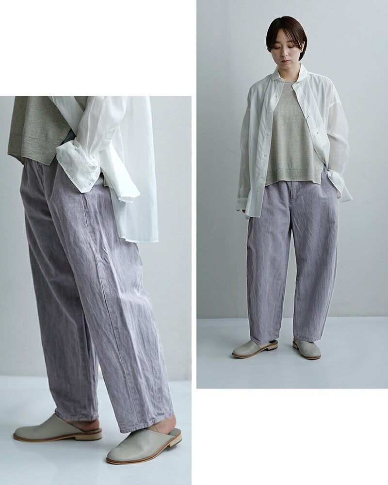 Vlas Blomme ヴラスブラム コットンリネンツイル ワイド ダーツパンツ
