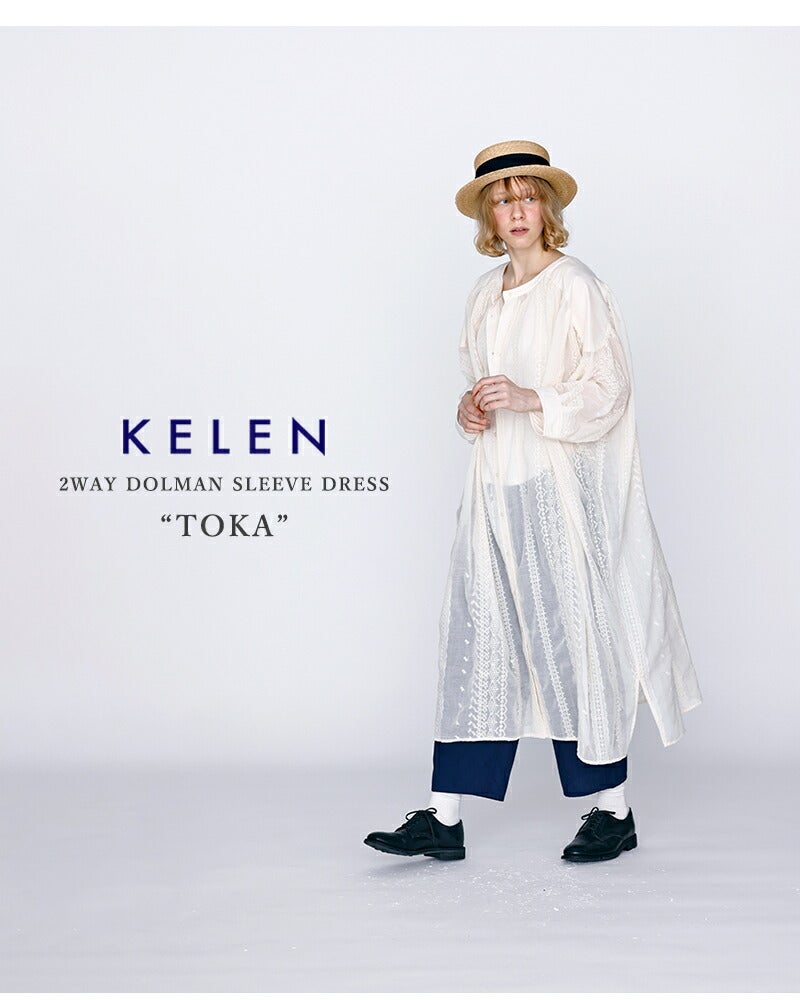kelen ケレン 前後2way 刺繍シアー ドルマンスリーブ ワンピース “TOKA