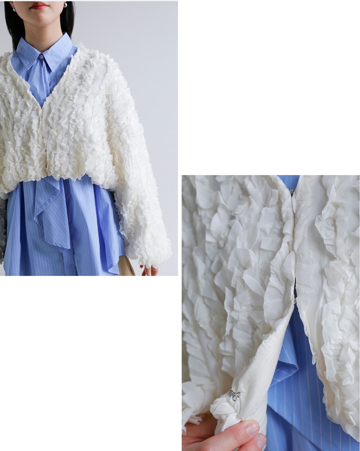 50%OFF】CLANE クラネ トップステッチ フリル ボレロ 10103-0443