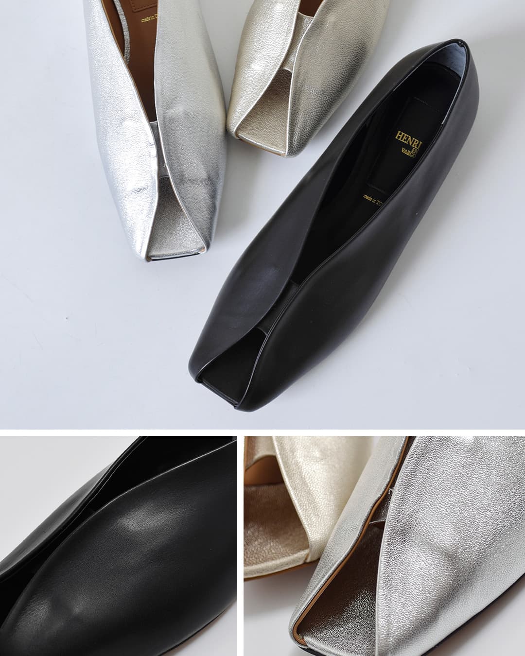 HENRI EN VARGO ヘンリエンヴァーゴ レザー オープントゥ パンプス