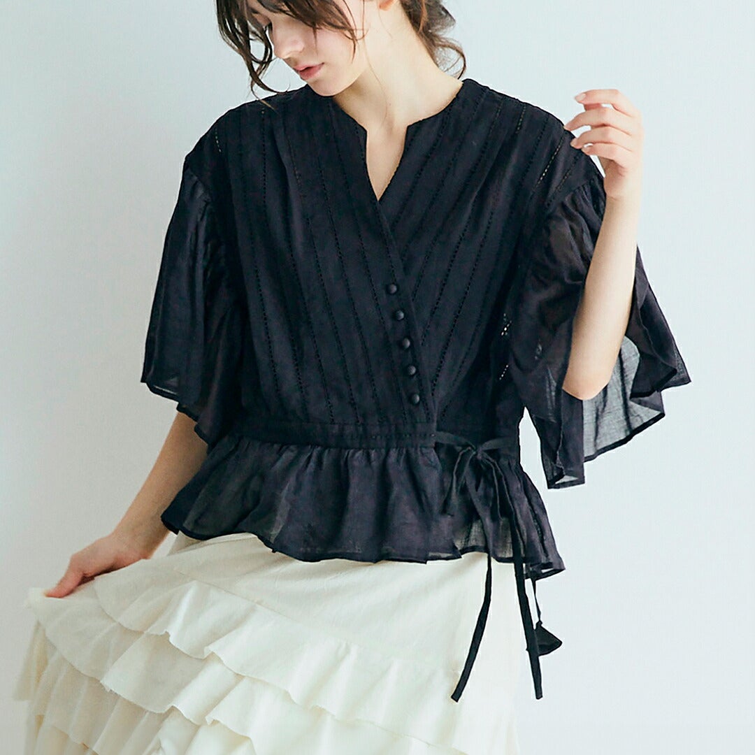 MAGALI マガリ コットン レース カシュクール ブラウス bl277 MAGALI マガリ コットン レース カシュクール ブラウス bl277