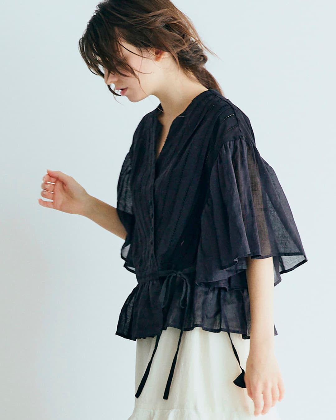 MAGALI マガリ コットン レース カシュクール ブラウス bl277