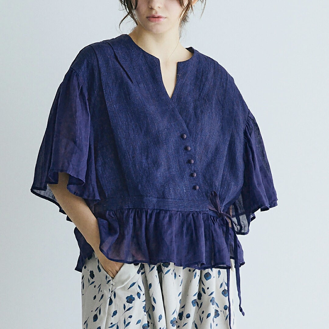 MAGALI マガリ インディゴリネン カシュクール ブラウス bl277-same1