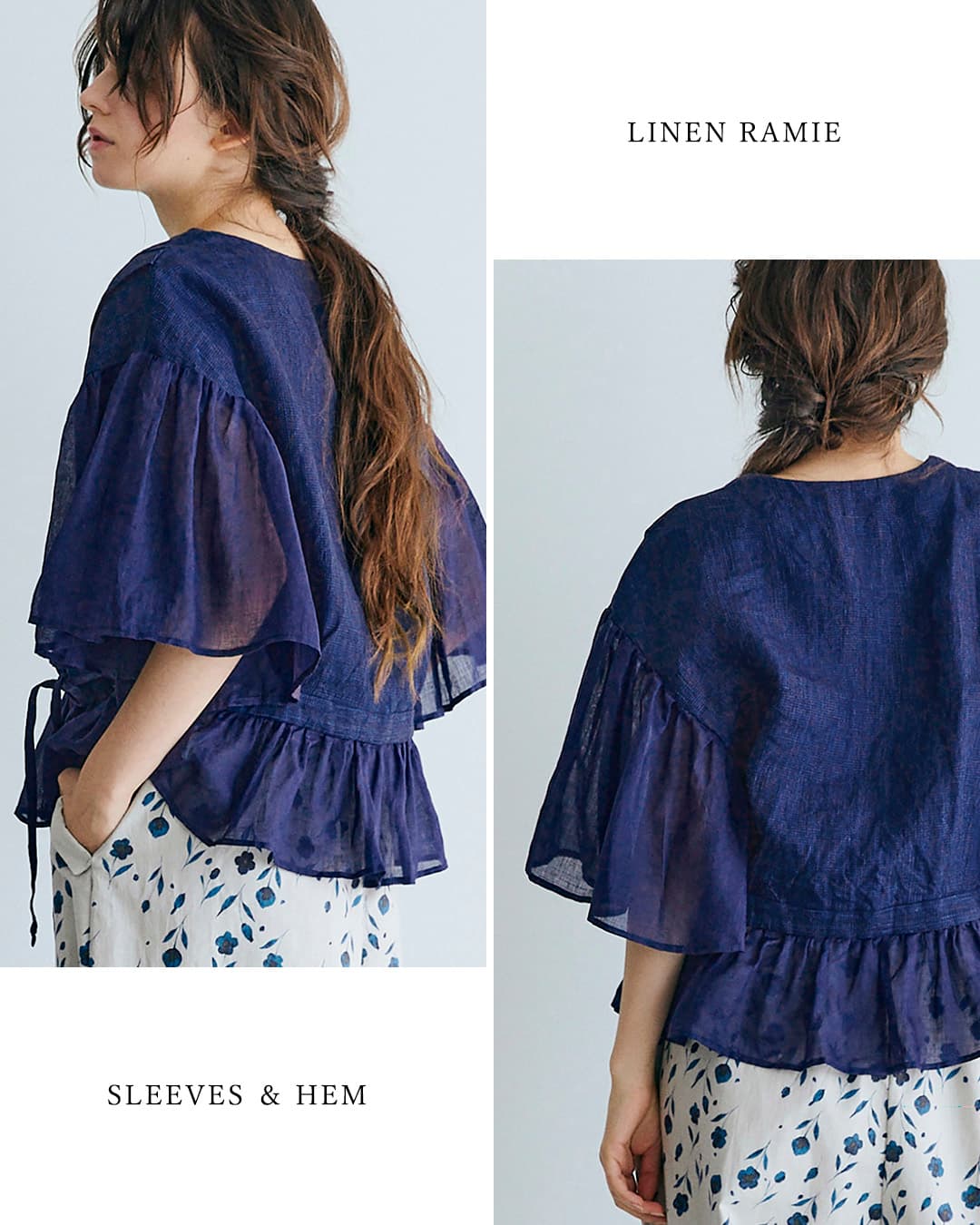 MAGALI マガリ インディゴリネン カシュクール ブラウス bl277-same1