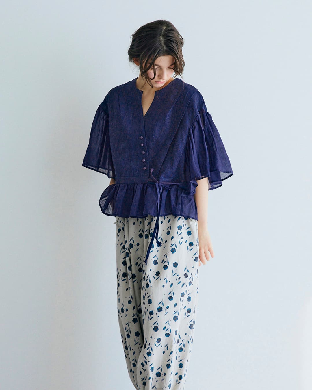 MAGALI マガリ インディゴリネン カシュクール ブラウス bl277-same1