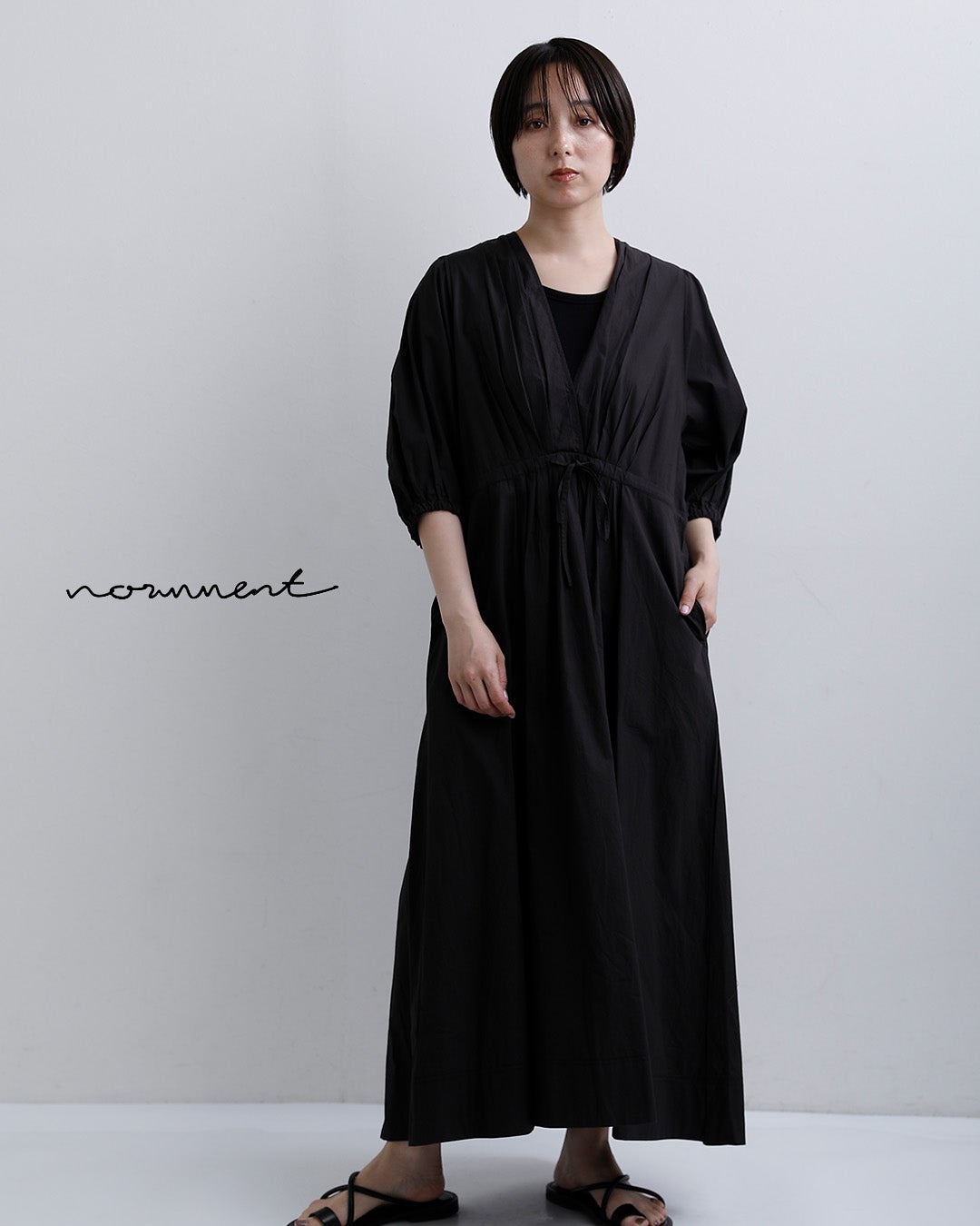 30%OFF】normment ノーメント コットンポプリン タック ドレス “COTTON