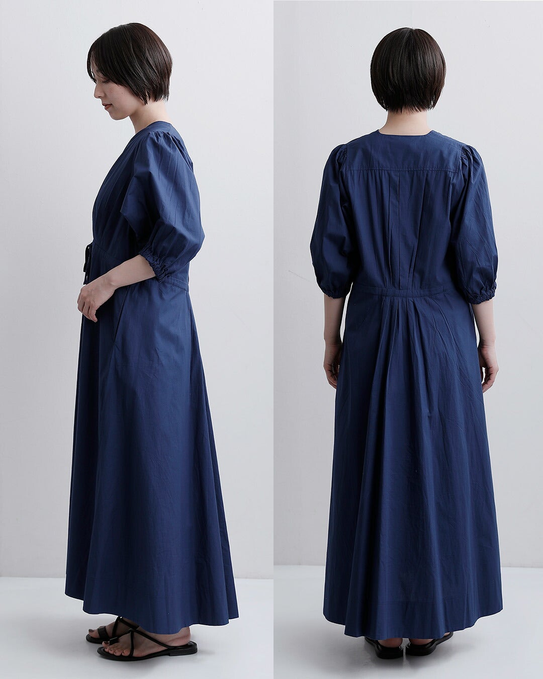 holiday コットンリネンスモックドレス COTTON LINEN NIGHT DRESS コットンリネンナイトドレス（ワンピース