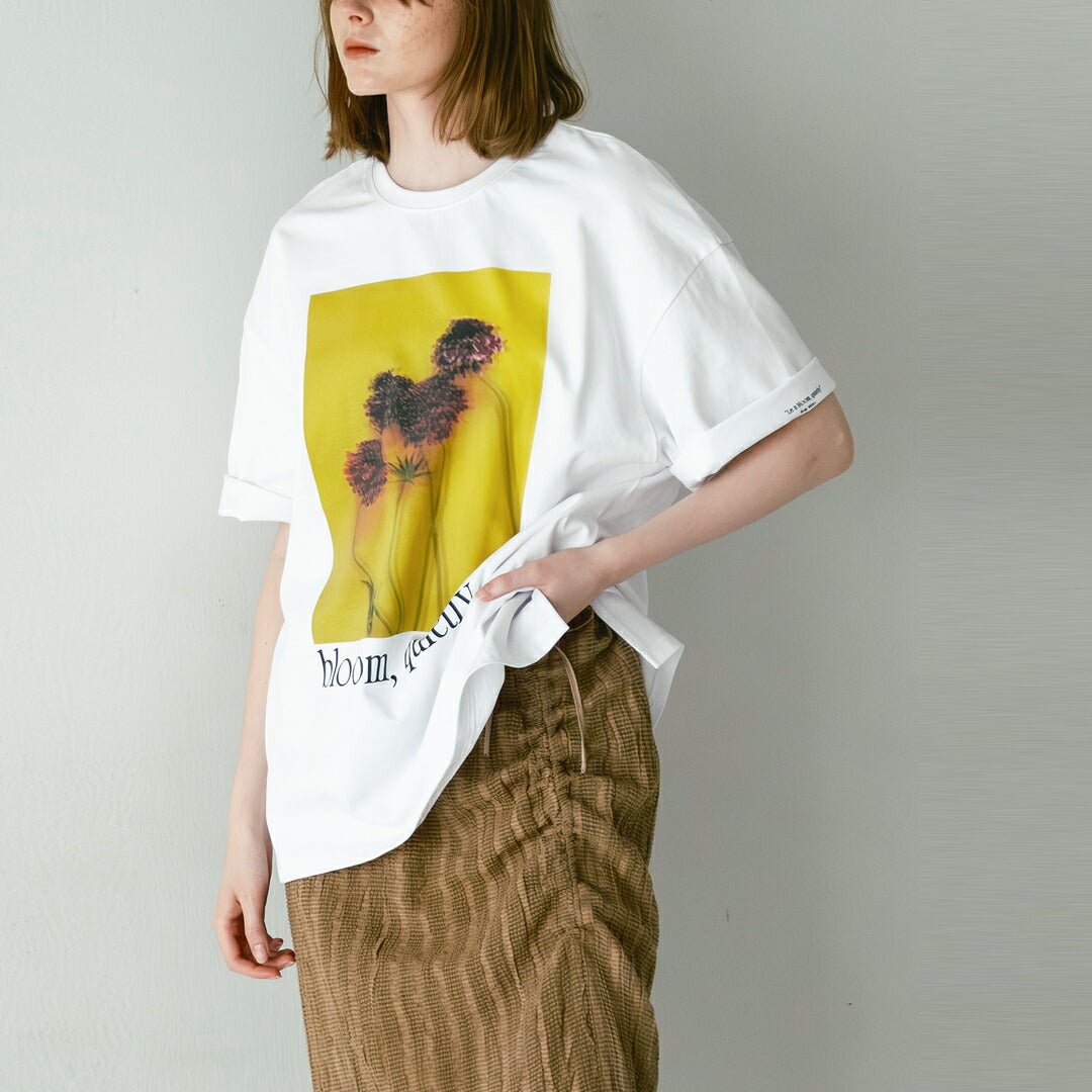 whyto ホワイト コットン 2way フォトプリント Tシャツ “2way print