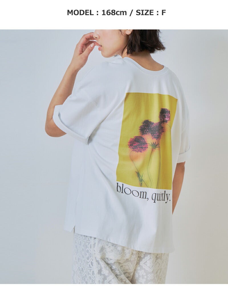 whyto ホワイト コットン 2way フォトプリント Tシャツ “2way print