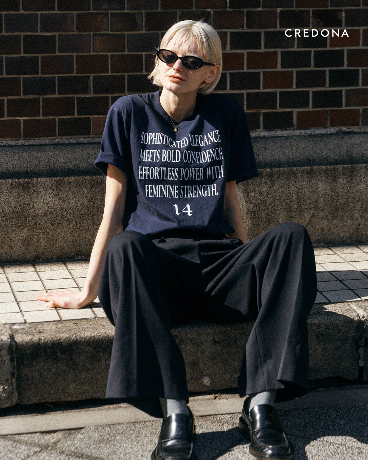 CREDONA クレドナ コットン プリント パーマネント Tシャツ “PARMANENT