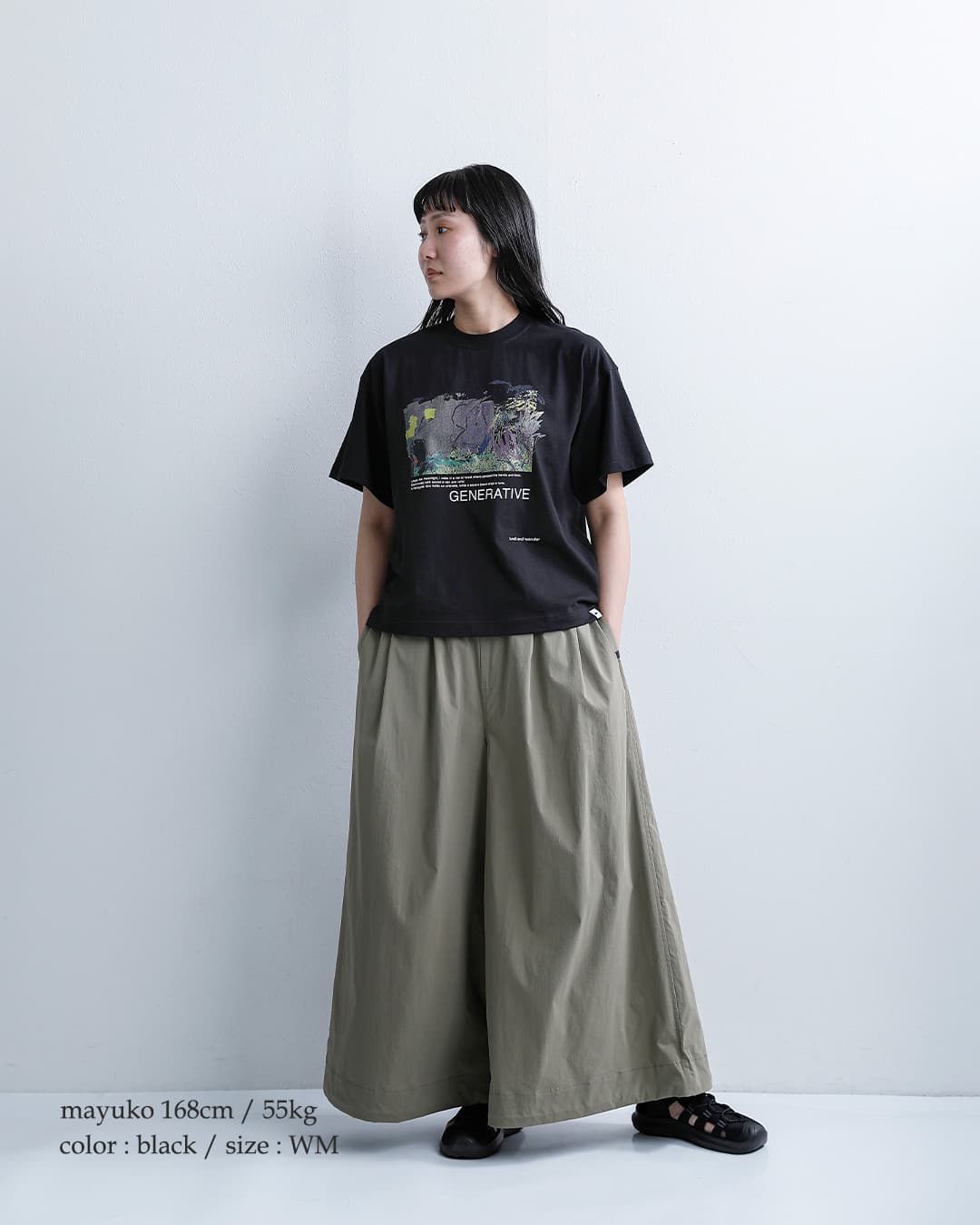 and wander アンドワンダー コットン グラフィックTシャツ krell color