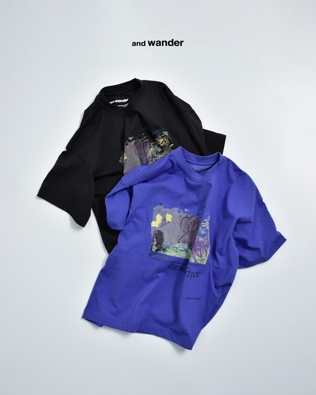and wander アンドワンダー コットン グラフィックTシャツ krell color