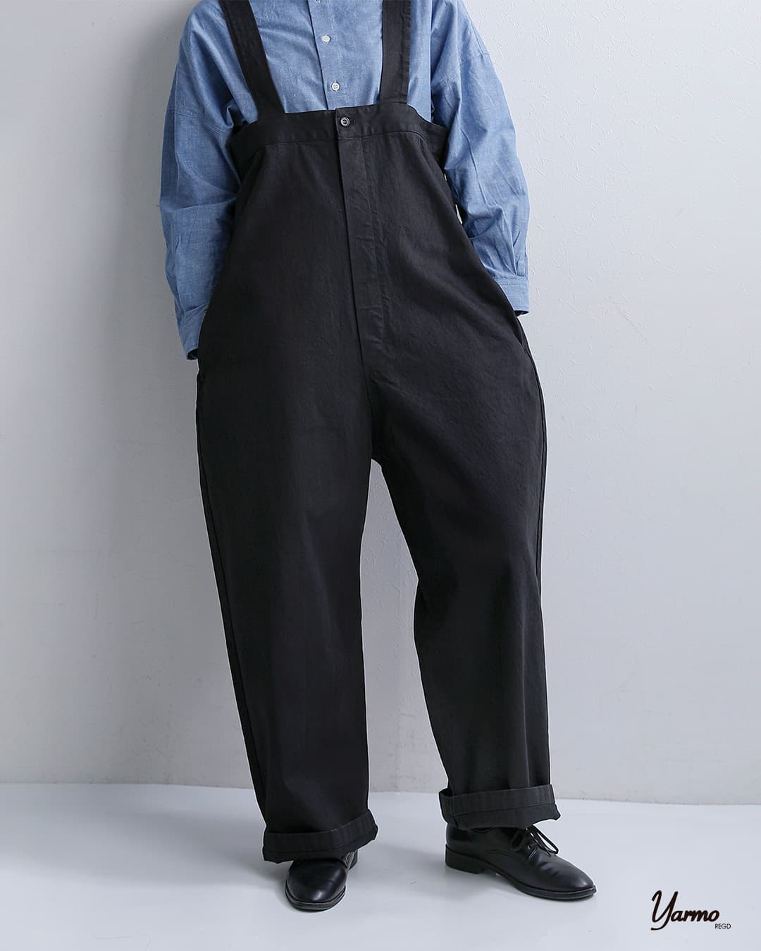 Yarmo ハイライズブレーストラウザー　サロペット　黒 Yarmo ハイライズ ブレース トラウザース , Black – Navyblue