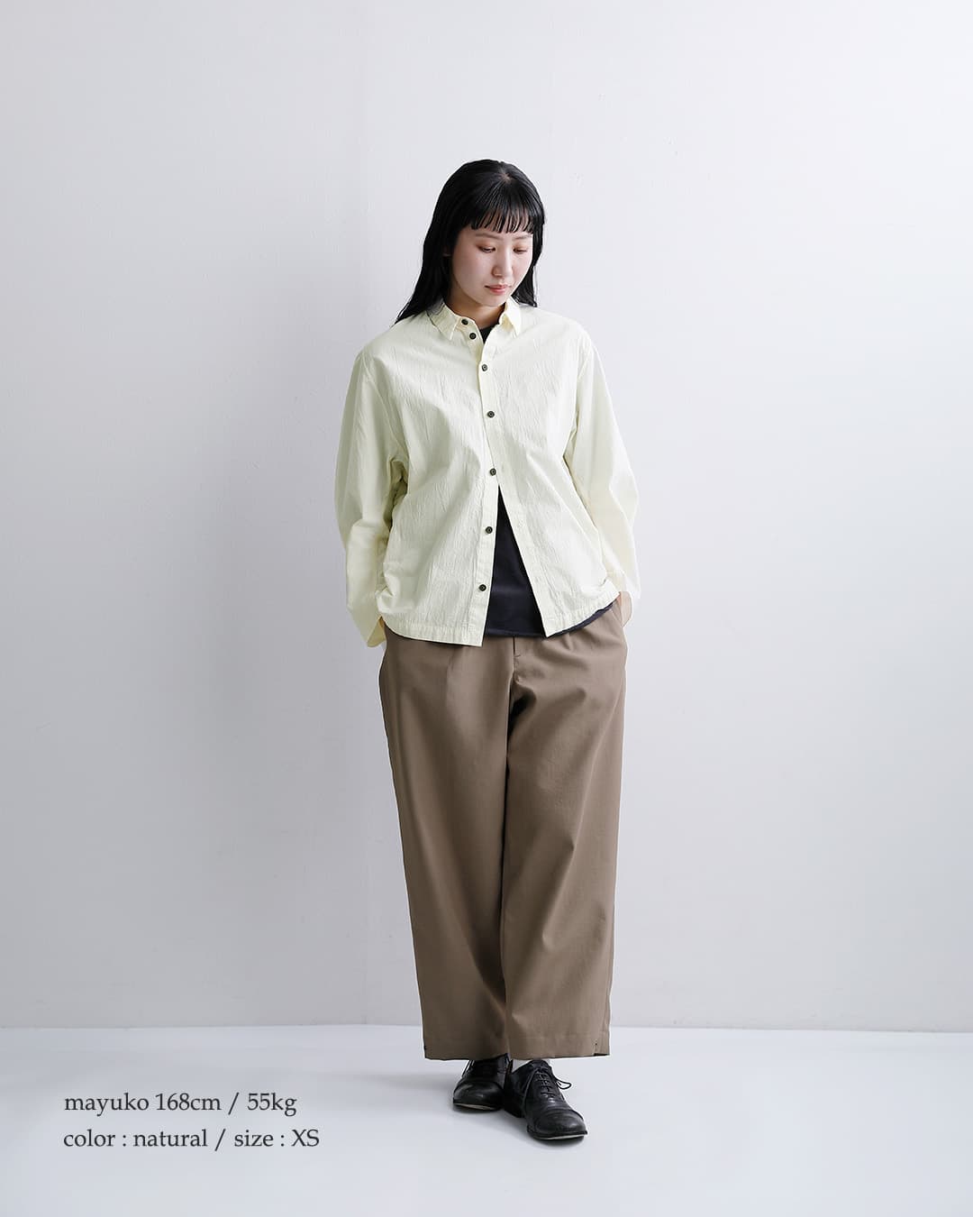 ふうころ アトリエシャツ オリーブ2 flower embroidery cut off stripe l/s shirt – CAMPHOR WOOD