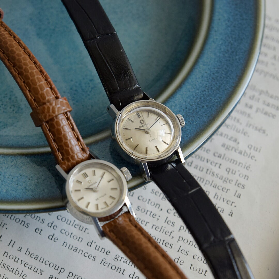 OMEGA オメガ カウレザー 型押しベルト ステンレス ヴィンテージ