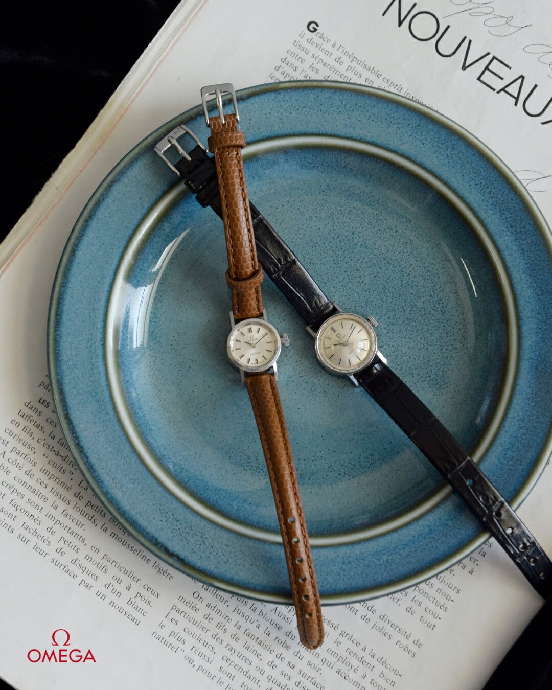 クーポン対象】OMEGA オメガ カウレザー 型押しベルト ステンレス