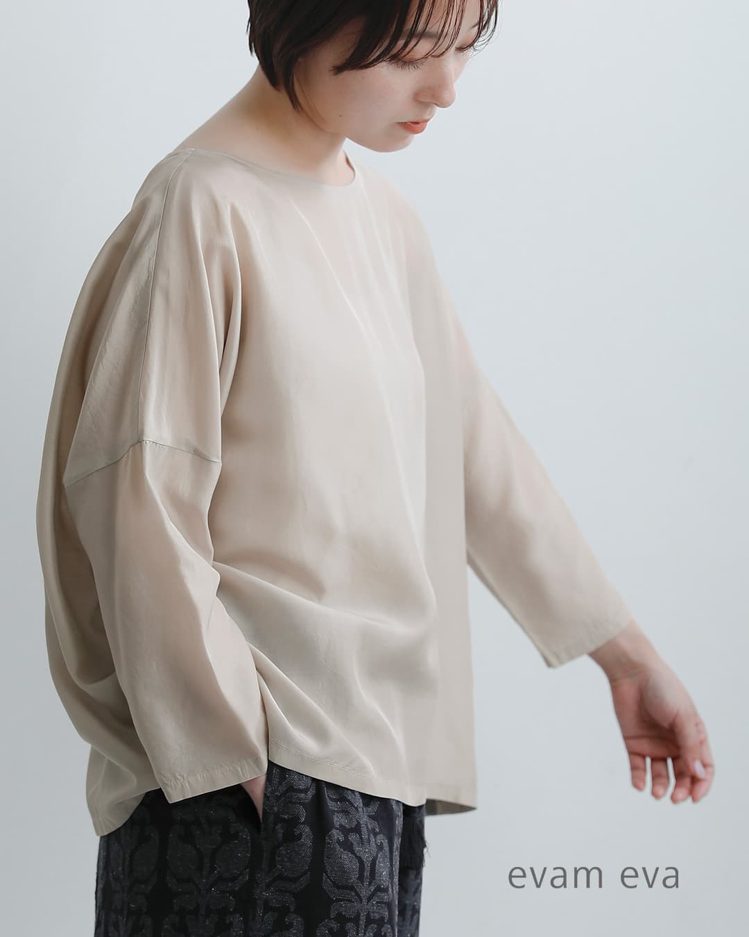 【evam eva】キュプラ×シルクチュニック【2026新作】【美品】 evam eva】キュプラ×シルクチュニック【2026新作】【美品】 evam eva