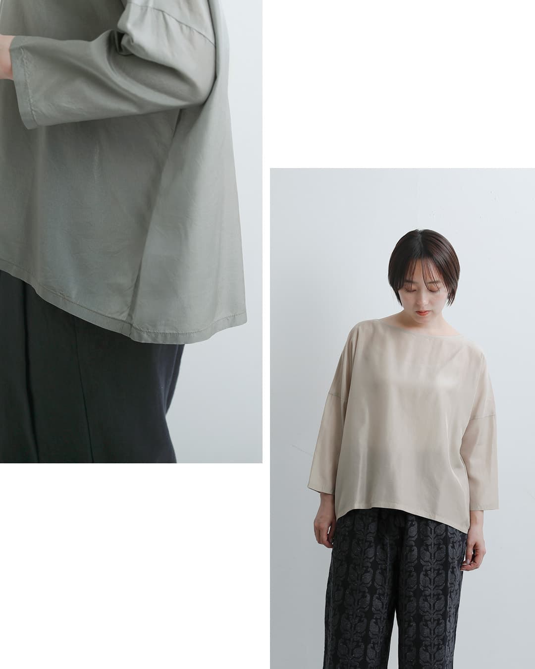 エヴァムエヴァ evam eva キュプラシルクブレンド ドロップショルダー