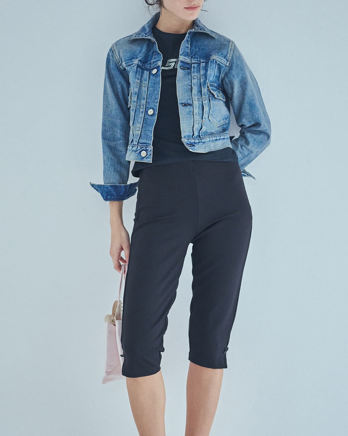30%OFF】SEA シー ストレッチジャージー リボン カプリパンツ