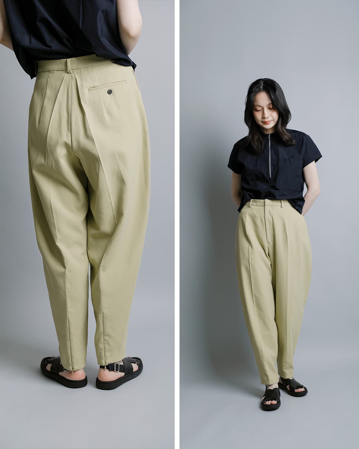 30%OFF】YLEVE イレーヴ GVツイルダブルウィーブ カーブトラウザー 100