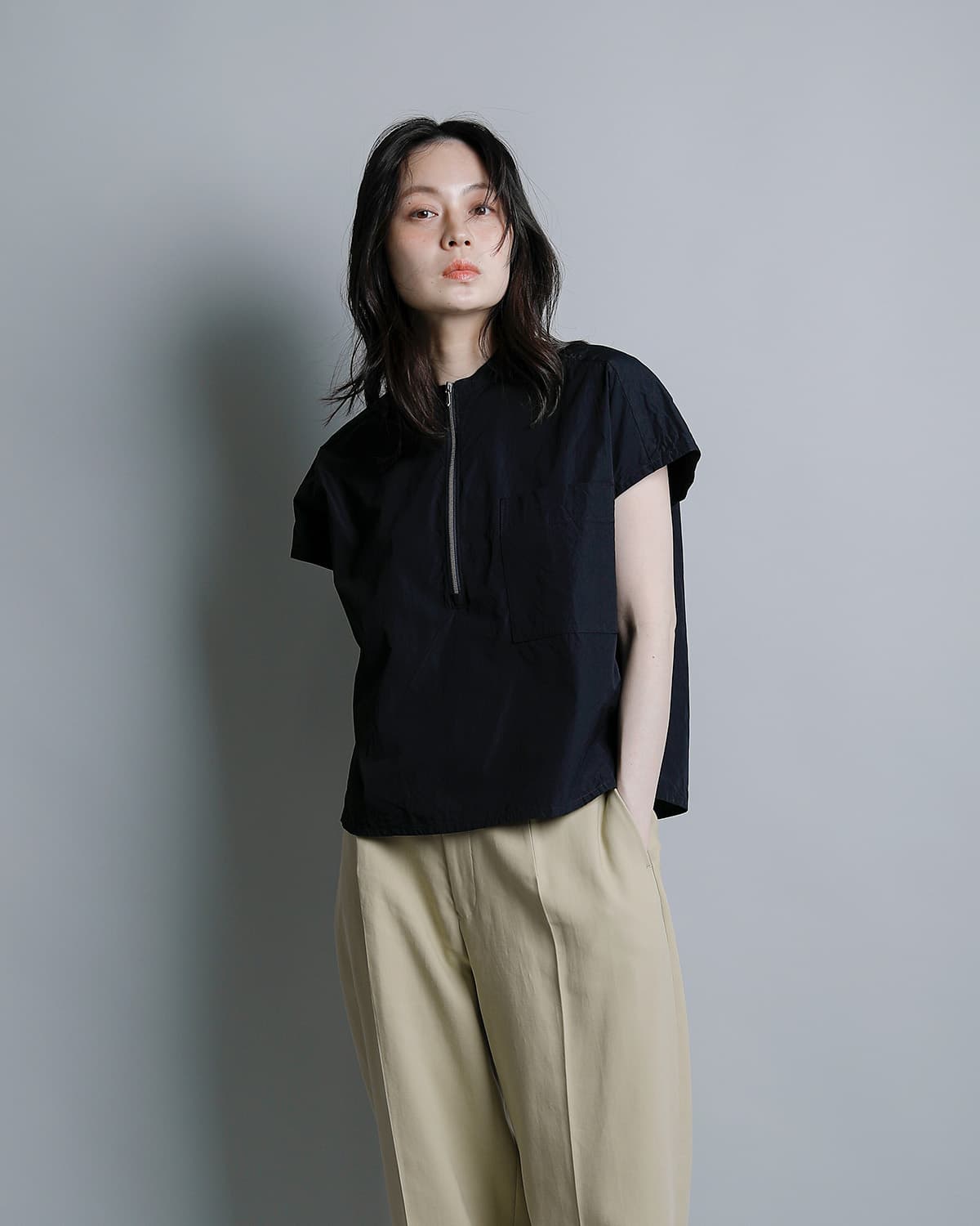 30%OFF】YLEVE イレーヴ コットン ハーフジップシャツ COTTON CUPRA