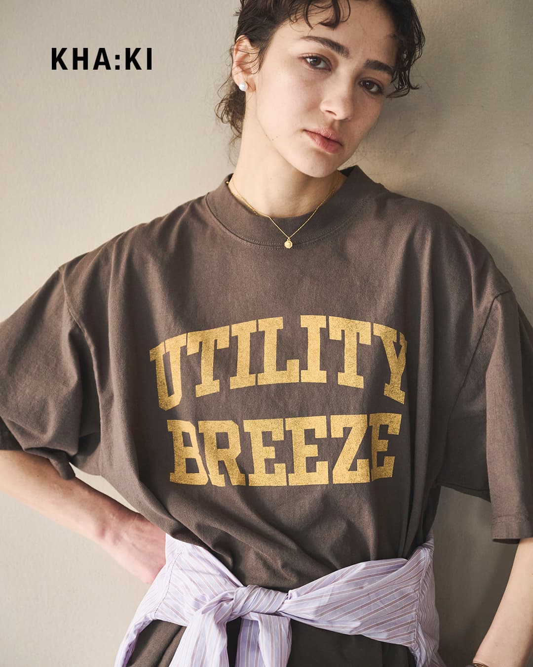 kha:ki カーキ プリント ワイド Tシャツ WIDE TEE mil26scs3498-9