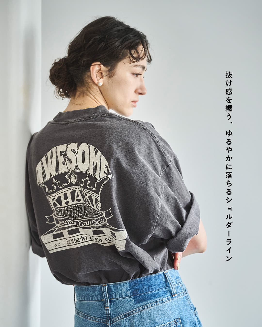 kha:ki カーキ プリント ワイド Tシャツ WIDE TEE mil26scs3498-9