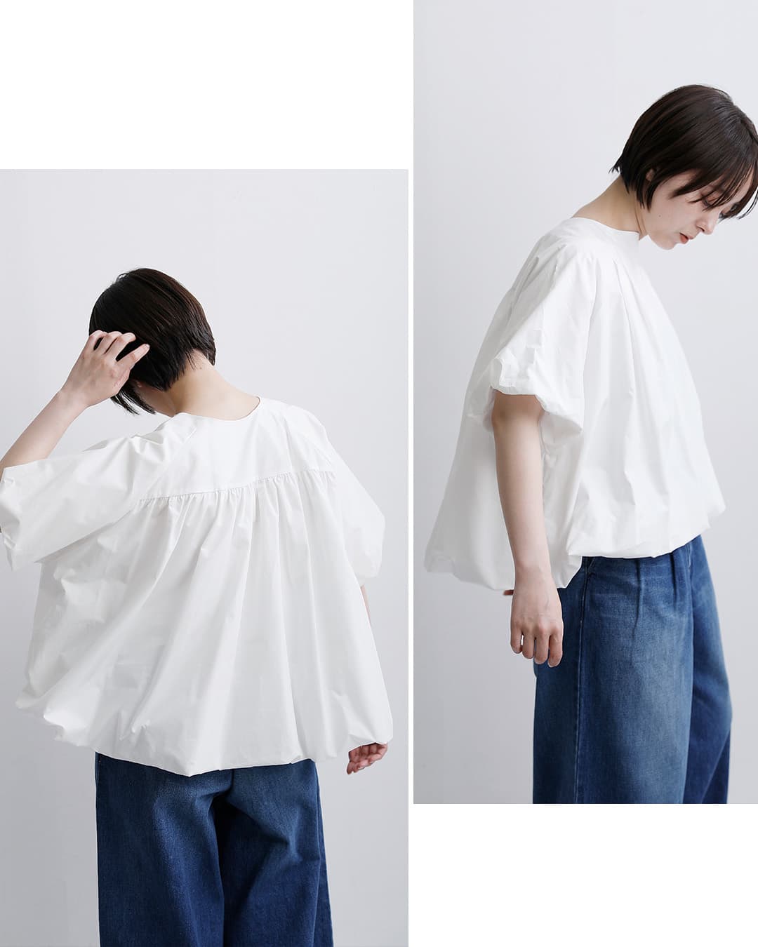mizuiro ind ミズイロインド コットン バルーン ノーカラー シャツ 1