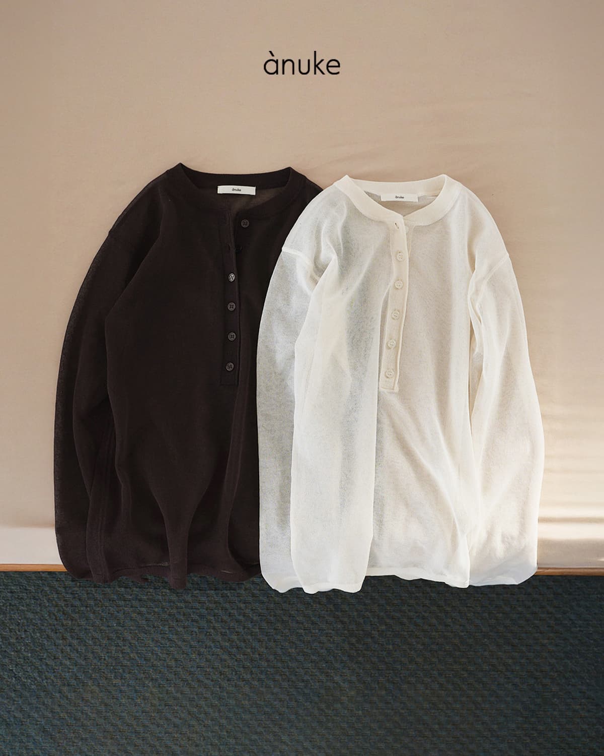 anuke アンヌーク シアー ヘンリー ニット 長袖 Sheer Henly Knit
