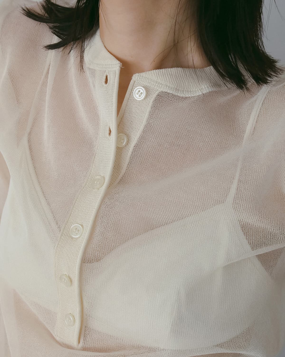 anuke アンヌーク シアー ヘンリー ニット 長袖 Sheer Henly Knit